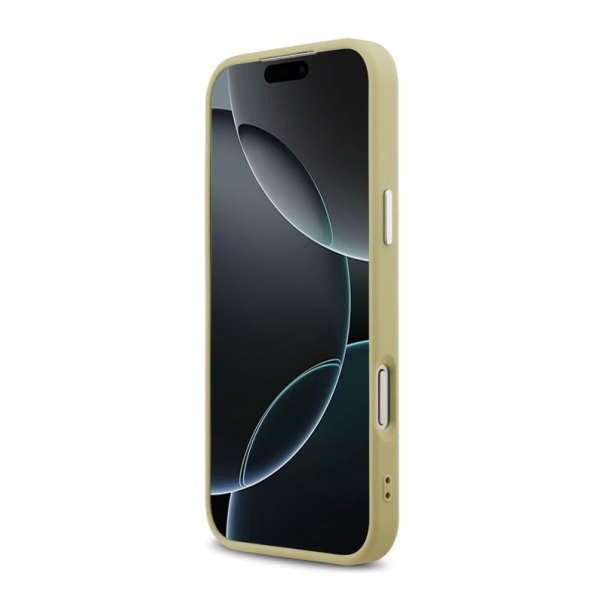 Maska za iPhone 17 Pro Max Guess Glitter Triangle Logo MagSafe zlatna - DRO622631