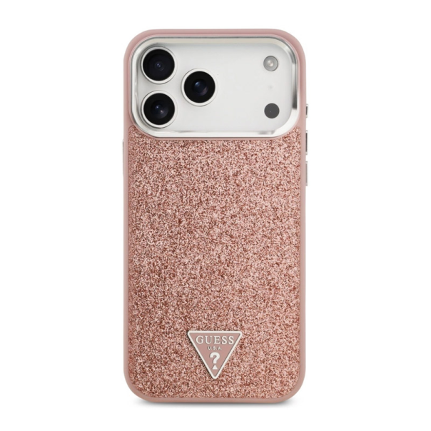 Maska za iPhone 17 Pro Max Guess Glitter Triangle Logo MagSafe pink - DRO622633