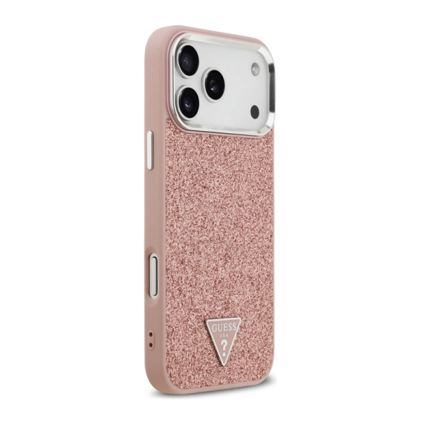 Maska za iPhone 17 Pro Max Guess Glitter Triangle Logo MagSafe pink - DRO622633