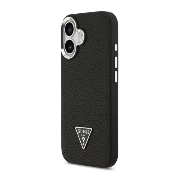 Maska za iPhone 17 Guess Grained Triangle Logo MagSafe crna - DRO622634
