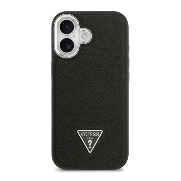Maska za iPhone 17 Guess Grained Triangle Logo MagSafe crna - DRO622634