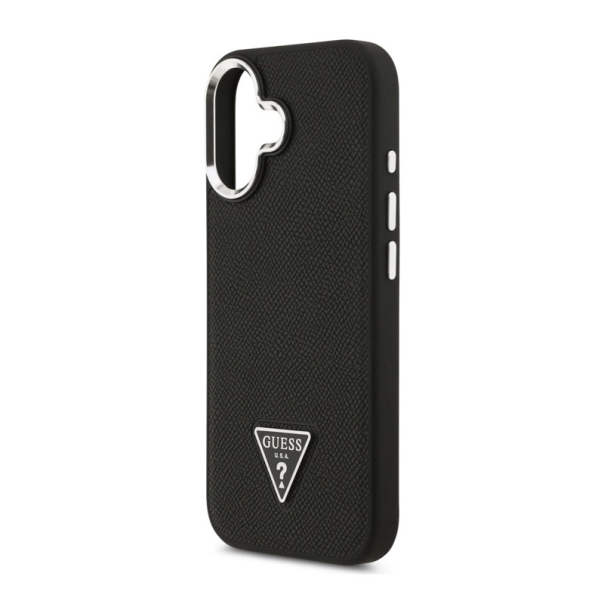 Maska za iPhone 17 Guess Grained Triangle Logo MagSafe crna - DRO622634