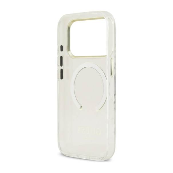 Maska za iPhone 17 Pro Guess Metal Outline MagSafe zlatna - DRO622636