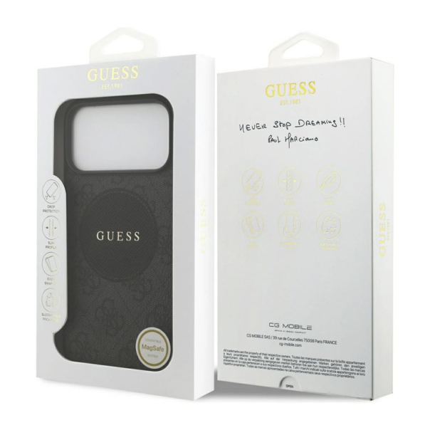 Maska za iPhone 17 Pro Max Guess 4G Circle Classic Logo MagSafe crna - DRO622637