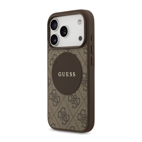 Maska za iPhone 17 Pro braon Guess 4G Circle Classic Logo MagSafe - DRO622638