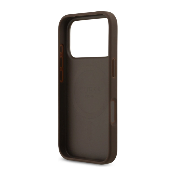 Maska za iPhone 17 Pro braon Guess 4G Circle Classic Logo MagSafe - DRO622638