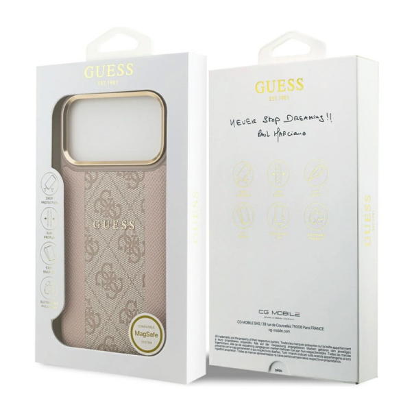 Maska za iPhone 17 Pro Max Guess 4G Stripe MagSafe pink - DRO622640