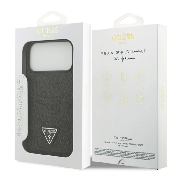 Maska za iPhone 17 Pro Max Guess 4G Double Card Triangle crna - DRO622641