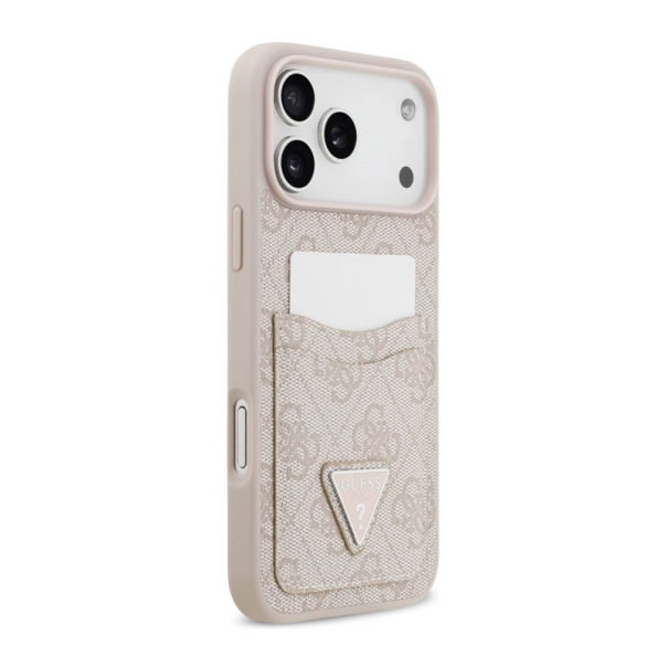 Maska za iPhone 17 Pro Guess 4G Double Card Triangle pink - DRO622642