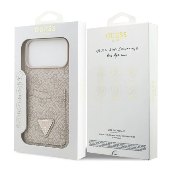 Maska za iPhone 17 Pro Guess 4G Double Card Triangle pink - DRO622642