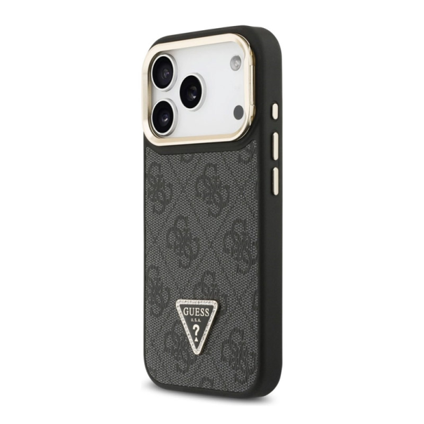 Maska za iPhone 17 Pro Guess 4G PU Triangle Logo & Stand Camera Magsafe crna - EP2743750