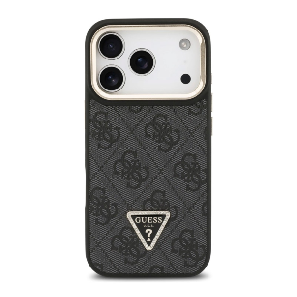 Maska za iPhone 17 Pro Guess 4G PU Triangle Logo & Stand Camera Magsafe crna - EP2743750