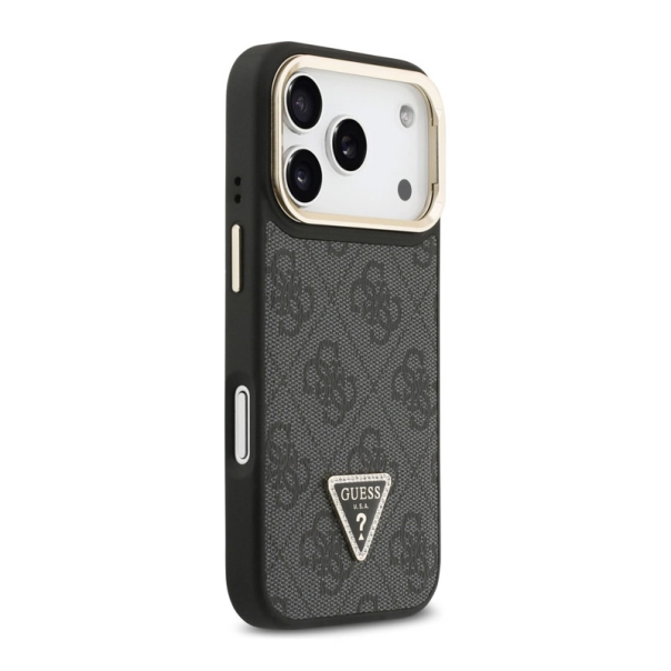 Maska za iPhone 17 Pro Guess 4G PU Triangle Logo & Stand Camera Magsafe crna - EP2743750