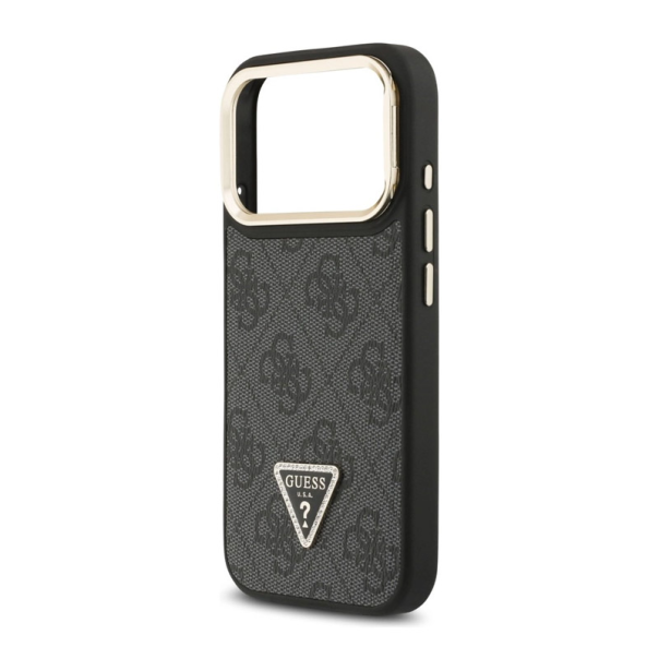 Maska za iPhone 17 Pro Guess 4G PU Triangle Logo & Stand Camera Magsafe crna - EP2743750