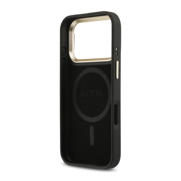 Maska za iPhone 17 Pro Guess 4G PU Triangle Logo & Stand Camera Magsafe crna - EP2743750