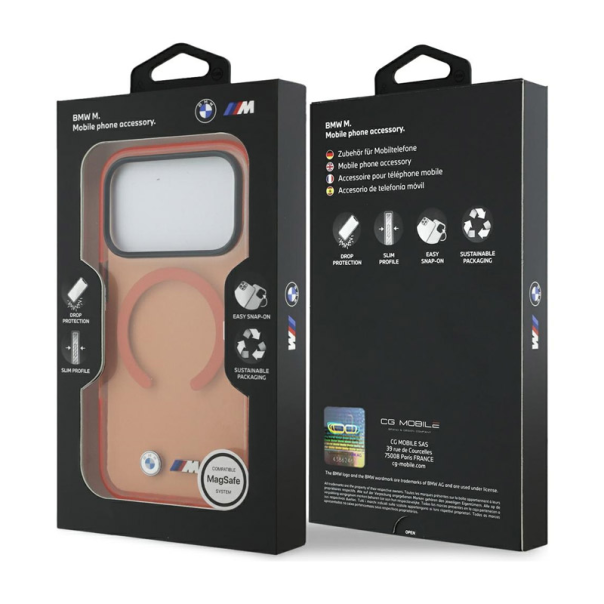 Maska za iPhone 17 Pro Max narandžasta BMW M IML Metal Logos MagSafe - EP2847984