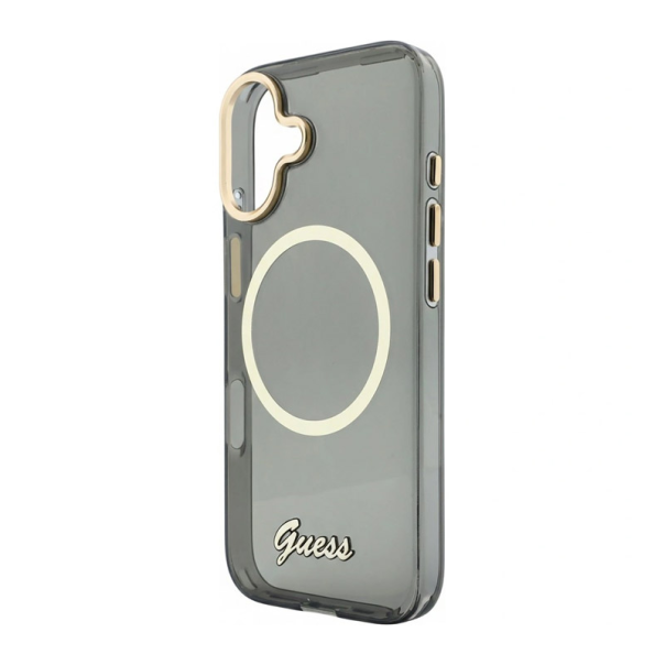 Maska za iPhone 17 Guess IML Script Metal MagSafe crna - EP2874085