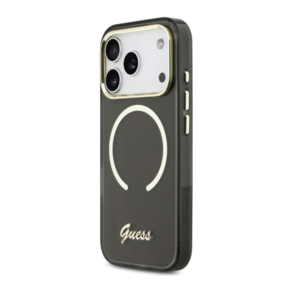 Maska za iPhone 17 Pro Max Guess IML Script Metal MagSafe crna - EP2850383