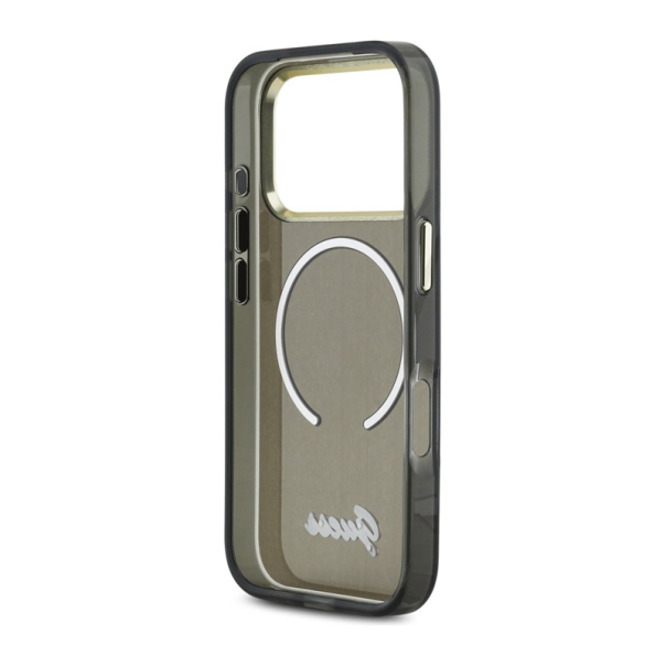 Maska za iPhone 17 Pro Max Guess IML Script Metal MagSafe crna - EP2850383