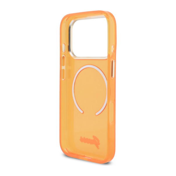 Maska za iPhone 17 Pro Max narandžasta Guess IML Script Metal MagSafe - EP2850389