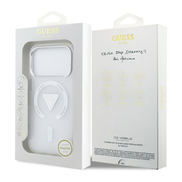 Maska za iPhone 17 Pro Guess IML Gradient Triangle Logo MagSafe transparent - EP2847936
