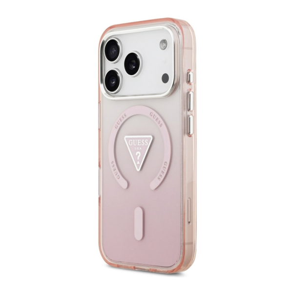 Maska za iPhone 17 Pro Guess IML Gradient Triangle Logo MagSafe pink - EP2849713