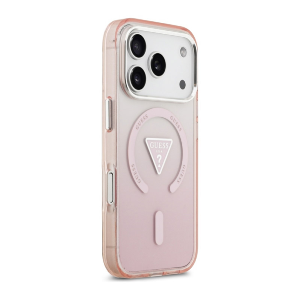 Maska za iPhone 17 Pro Guess IML Gradient Triangle Logo MagSafe pink - EP2849713