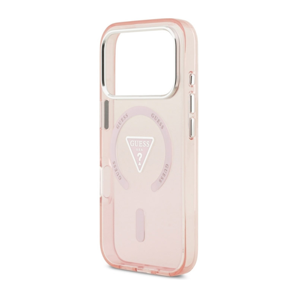 Maska za iPhone 17 Pro Guess IML Gradient Triangle Logo MagSafe pink - EP2849713