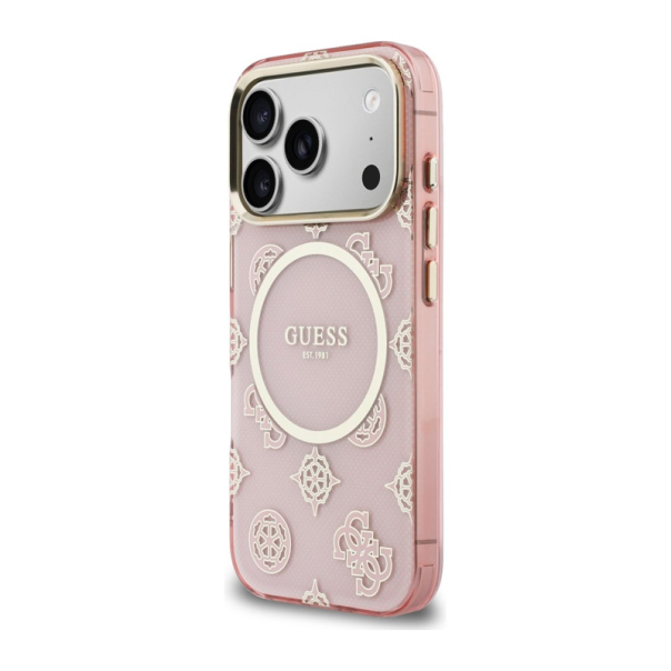 Maska za iPhone 17 Pro roza Guess IML Peony Dot MagSafe - EP2850413