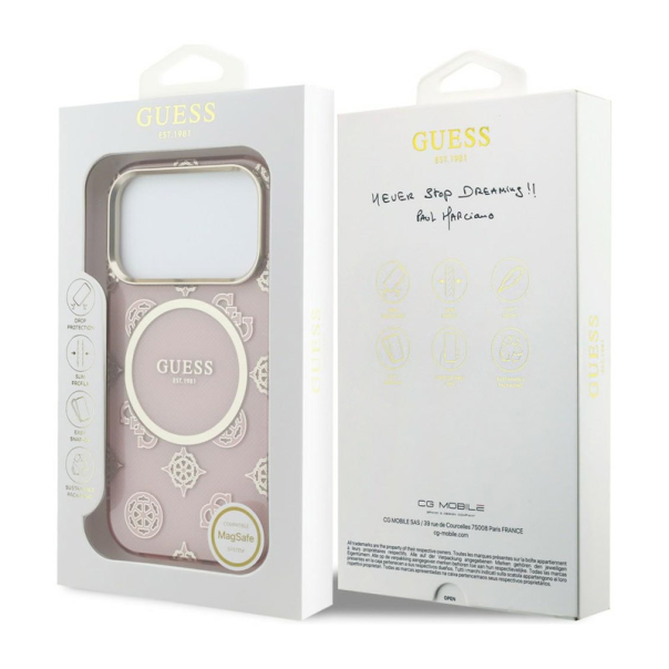 Maska za iPhone 17 Pro Max roza Guess IML Peony Dot MagSafe - EP2848022
