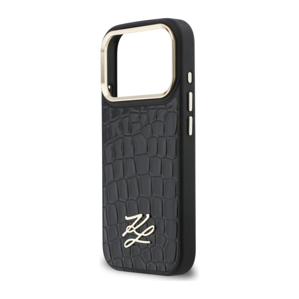 Maska za iPhone 17 Pro Karl Lagerfeld Croco KL Script Logo MagSafe crna - EP2848028