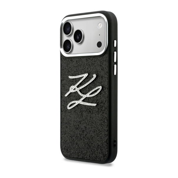 Maska za iPhone 17 Pro Max Karl Lagerfeld IML Glitter KL Diamond Logo crna - EP2850419
