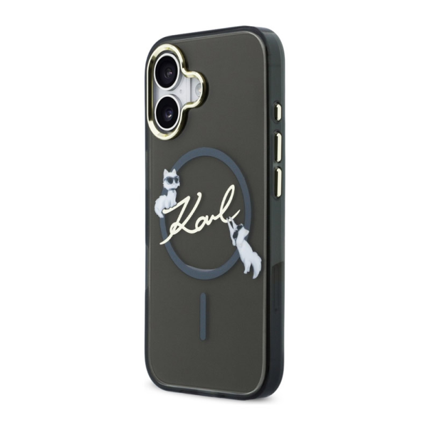 Maska za iPhone 17 Karl Lagerfeld IML Choupettes Karl Script Logo MagSafe crna - EP2849725