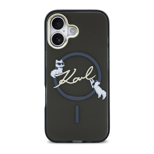 Maska za iPhone 17 Karl Lagerfeld IML Choupettes Karl Script Logo MagSafe crna - EP2849725