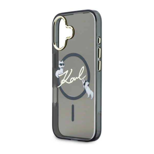 Maska za iPhone 17 Karl Lagerfeld IML Choupettes Karl Script Logo MagSafe crna - EP2849725