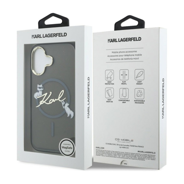 Maska za iPhone 17 Karl Lagerfeld IML Choupettes Karl Script Logo MagSafe crna - EP2849725