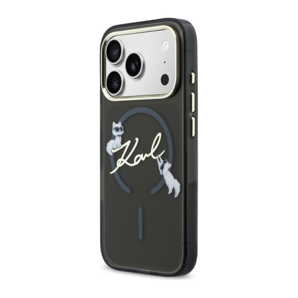 Maska za iPhone 17 Pro Karl Lagerfeld IML Choupettes Karl Script Logo MagSafe crna - EP2849734
