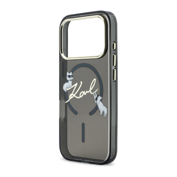 Maska za iPhone 17 Pro Max Karl Lagerfeld IML Choupettes Karl Script Logo MagSafe crna - EP2848085