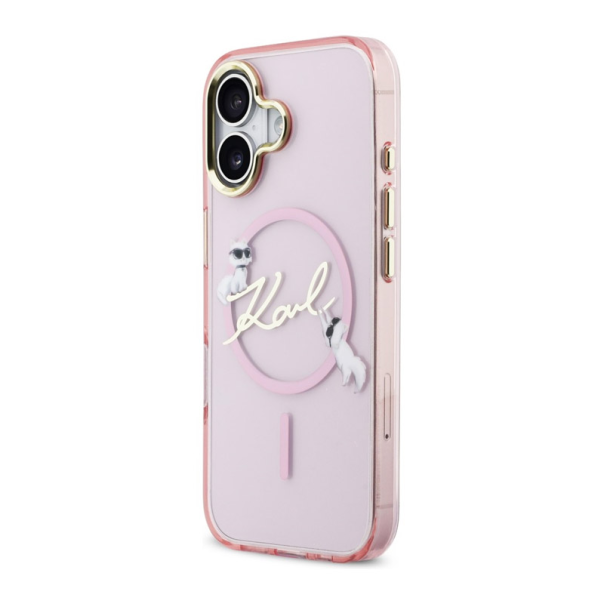 Maska za iPhone 17 Karl Lagerfeld IML Choupettes Karl Script Logo MagSafe pink - EP2849740