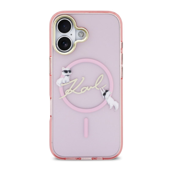 Maska za iPhone 17 Karl Lagerfeld IML Choupettes Karl Script Logo MagSafe pink - EP2849740