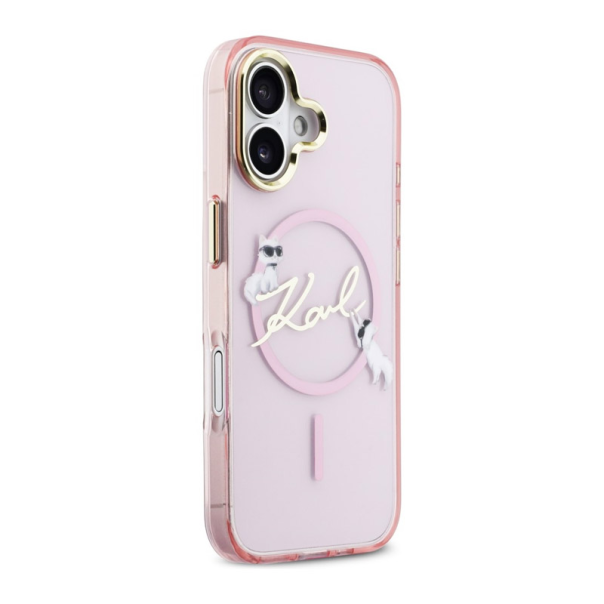 Maska za iPhone 17 Karl Lagerfeld IML Choupettes Karl Script Logo MagSafe pink - EP2849740