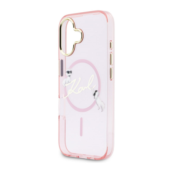 Maska za iPhone 17 Karl Lagerfeld IML Choupettes Karl Script Logo MagSafe pink - EP2849740