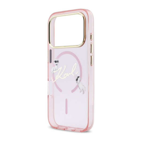 Maska za iPhone 17 Pro Max Karl Lagerfeld IML Choupettes Karl Script Logo MagSafe pink - EP2847951