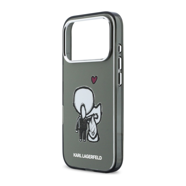 Maska za iPhone 17 Pro Karl Lagerfeld Karl & Choupette Back MagSafe siva - EP2849773