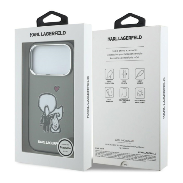 Maska za iPhone 17 Pro Karl Lagerfeld Karl & Choupette Back MagSafe siva - EP2849773