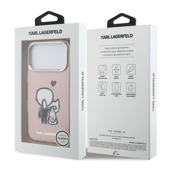 Maska za iPhone 17 Pro roza Karl Lagerfeld Karl & Choupette Back MagSafe - EP2848163