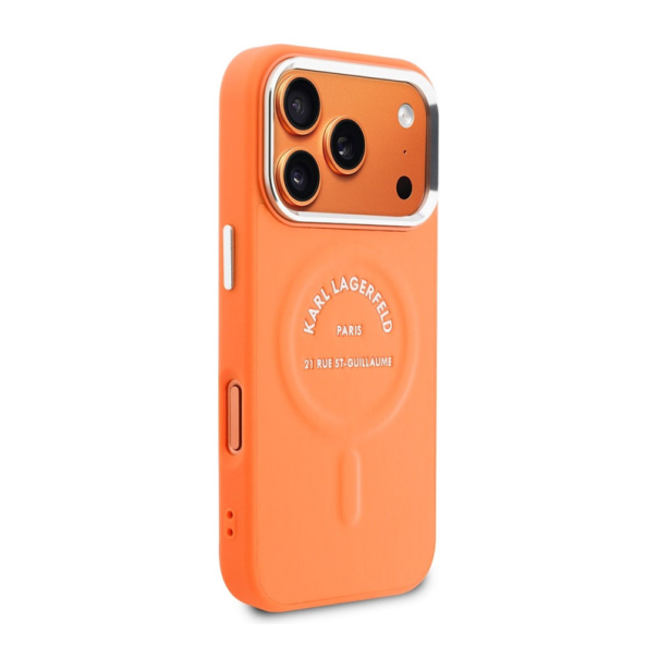 Maska za iPhone 17 Pro narandžasta Karl Lagerfeld Karl RSG Logo MagSafe - EP2850344
