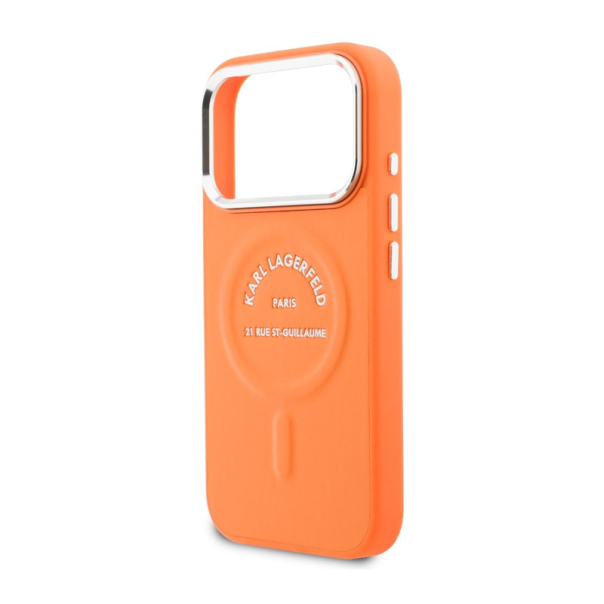 Maska za iPhone 17 Pro narandžasta Karl Lagerfeld Karl RSG Logo MagSafe - EP2850344