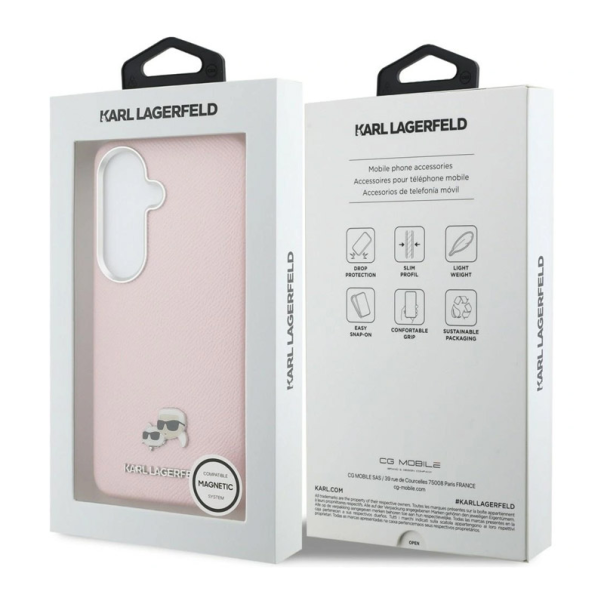 Maska za Samsung S26/ S941B Karl Lagerfeld Saffiano KC Metal Logo MagSafe roze - EP2879101