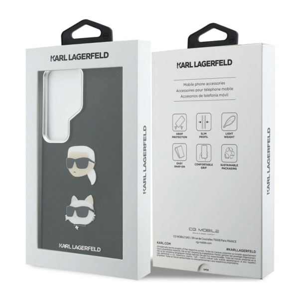 Maska za Samsung S26 Ultra/ S948B Karl Lagerfeld Saffiano Double Heads Metal crna - EP2879113